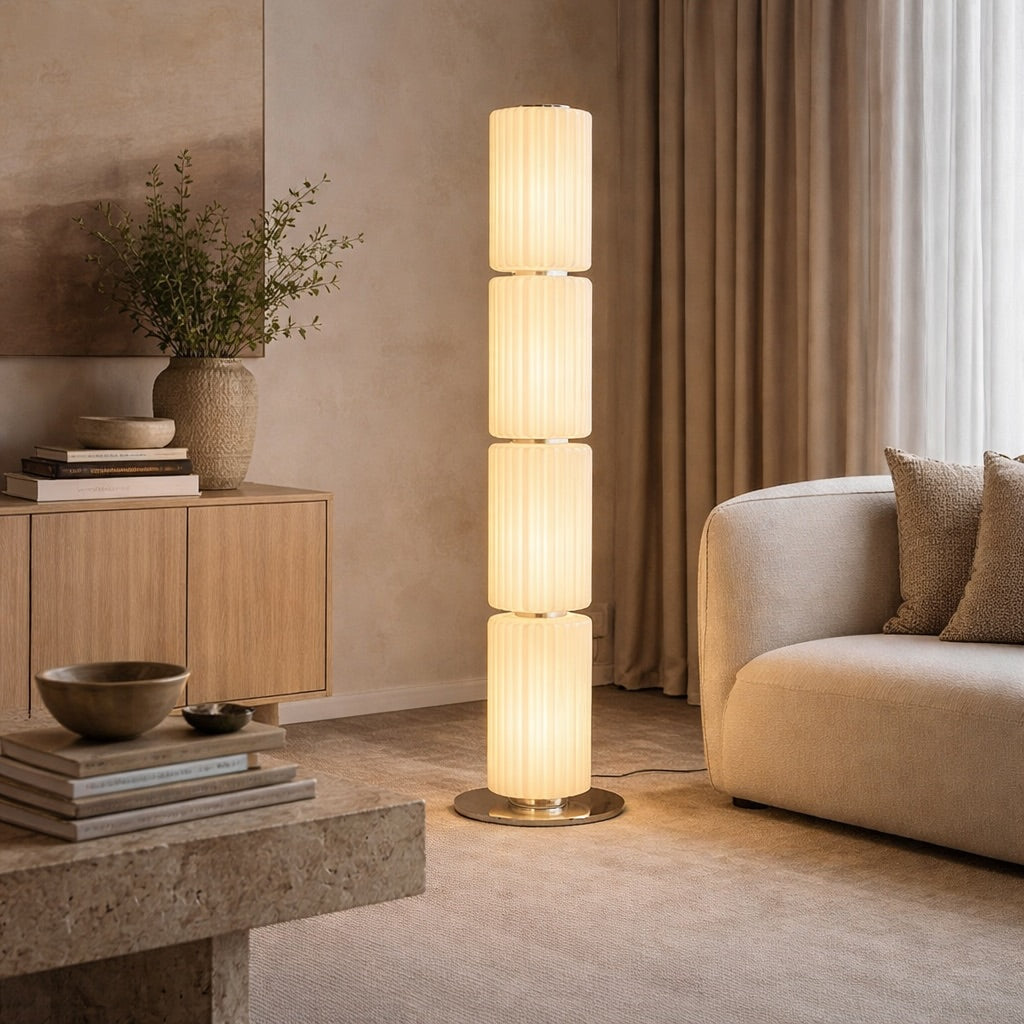 Modern Floor Lamp Adjustable Aluminum Glass LED for Living Room Hallway Lighting