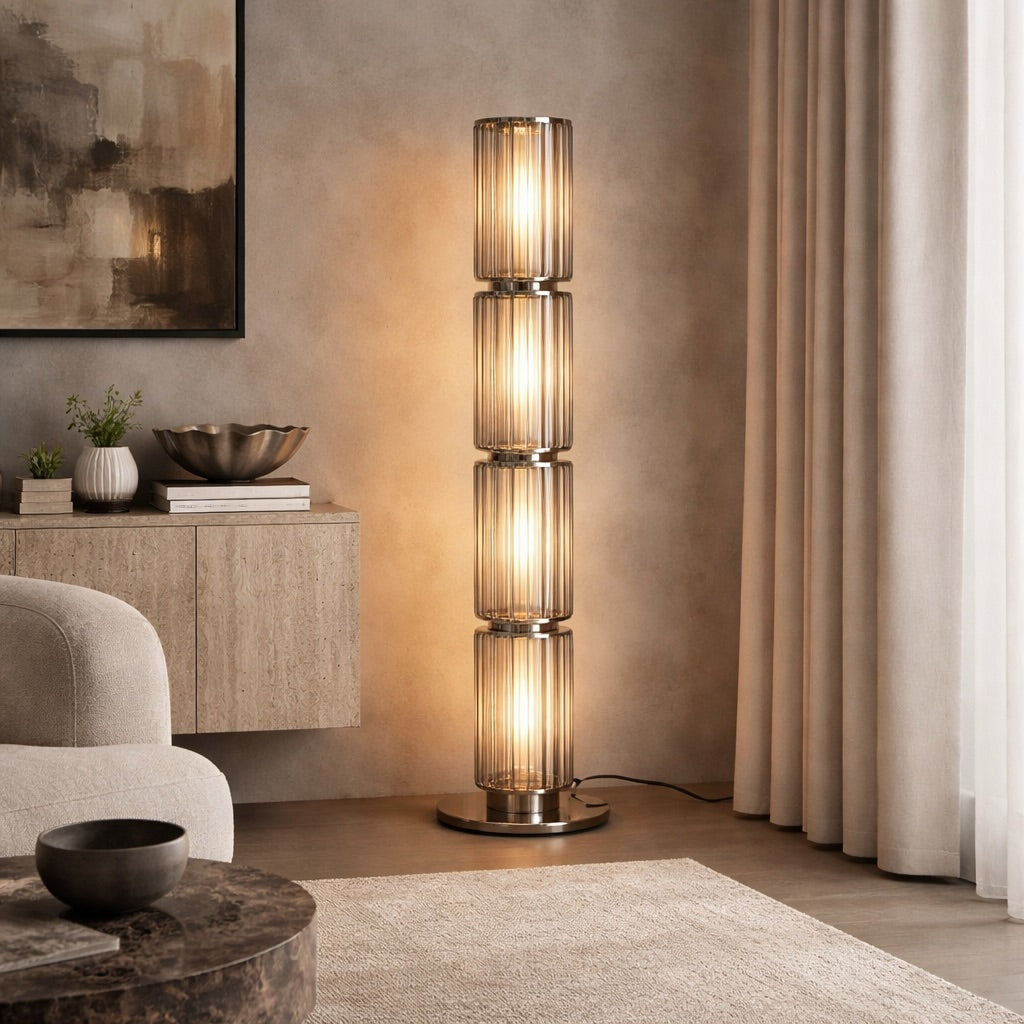 Modern Floor Lamp Adjustable Aluminum Glass LED for Living Room Hallway Lighting