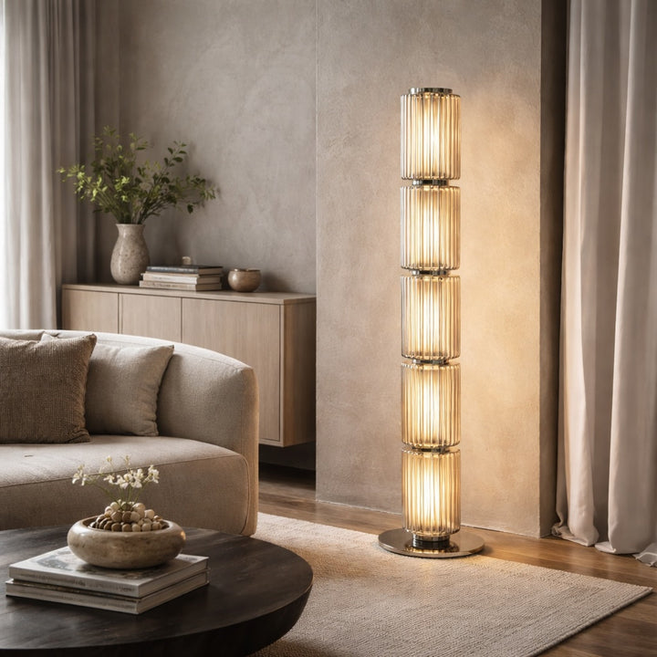 Modern Floor Lamp Adjustable Aluminum Glass LED for Living Room Hallway Lighting