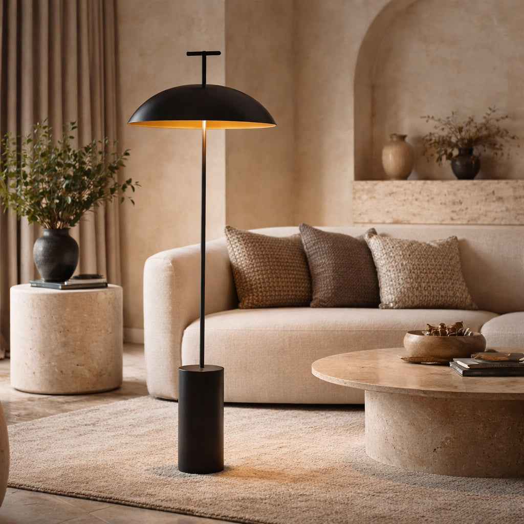 Modern Floor Lamp Mushroom Design Metal Adjustable LED for Living Room