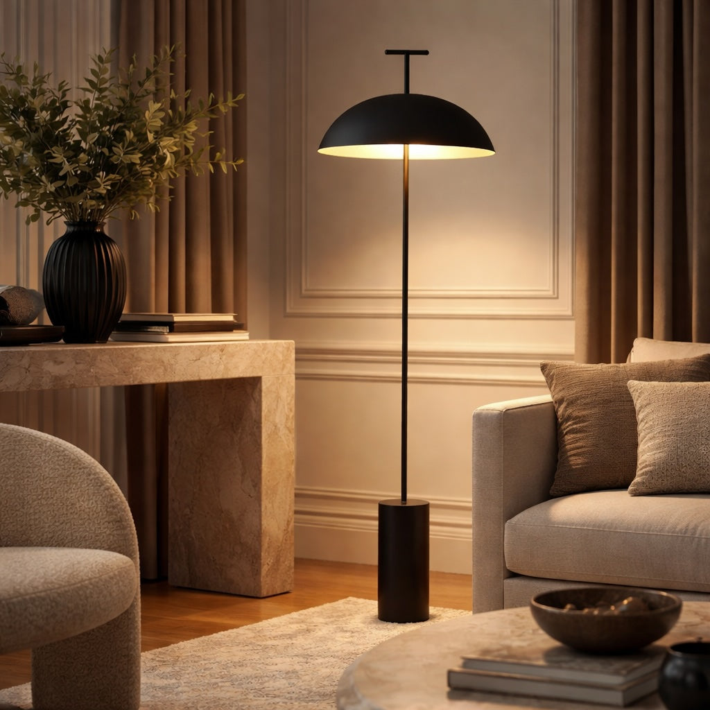Modern Floor Lamp Mushroom Design Metal Adjustable LED for Living Room