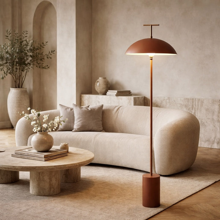 Modern Floor Lamp Mushroom Design Metal Adjustable LED for Living Room