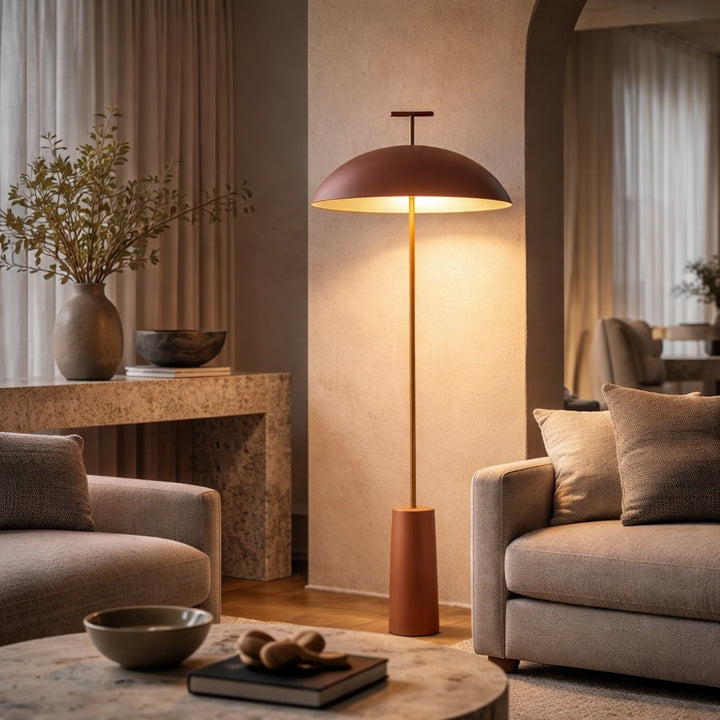 Modern Floor Lamp Mushroom Design Metal Adjustable LED for Living Room