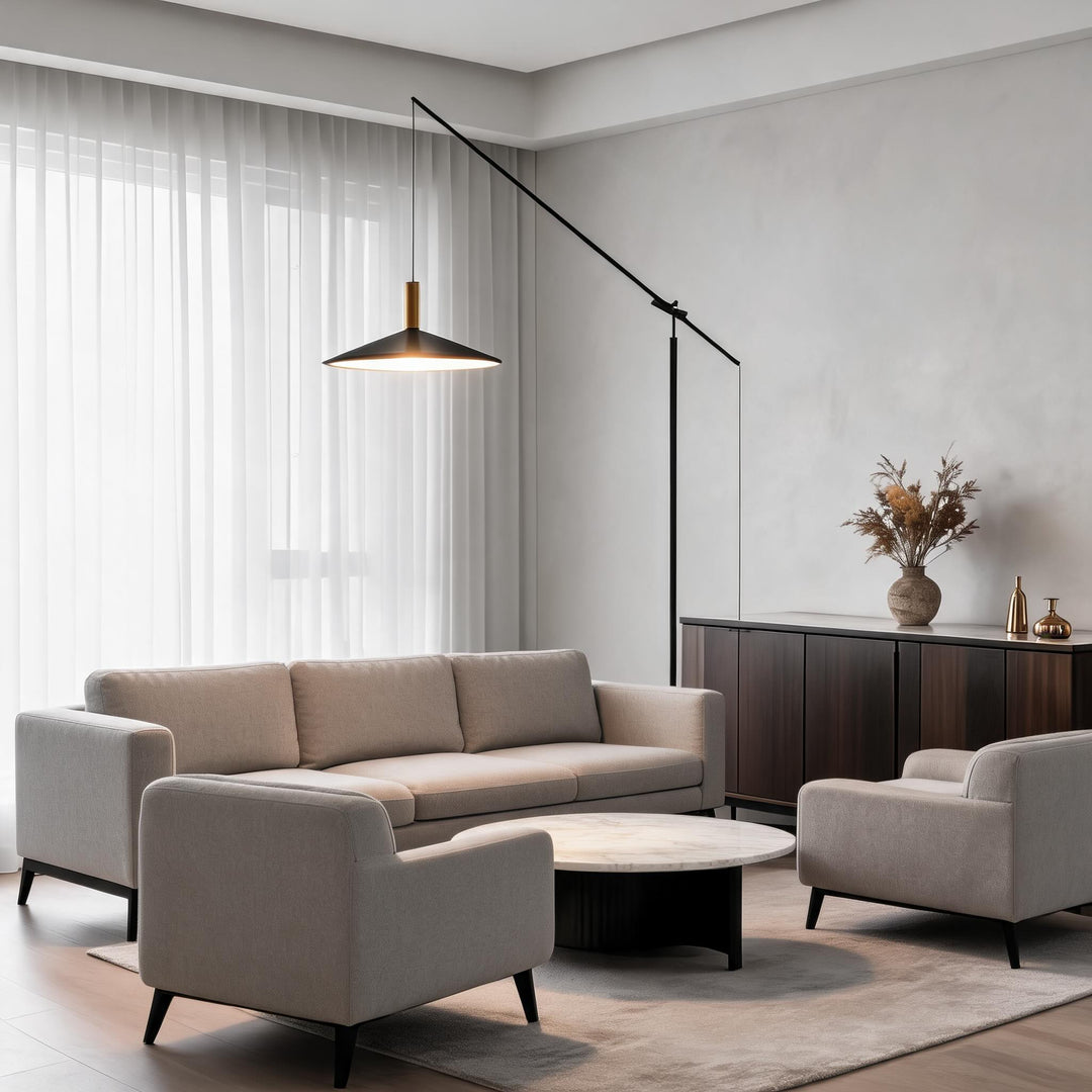 Modern Black Floor Lamp Adjustable Iron Structure LED Light for Living Room and Contemporary Spaces