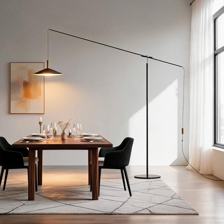 Modern Black Floor Lamp Adjustable Iron Structure LED Light for Living Room and Contemporary Spaces