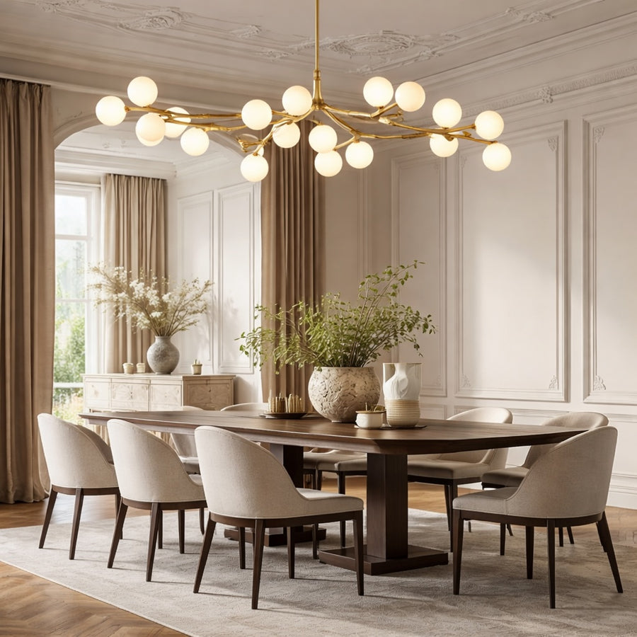 Modern Branch Arm Chandelier Light Hanging Metal Copper Frosted Glass 12/18/24 Bulb Options