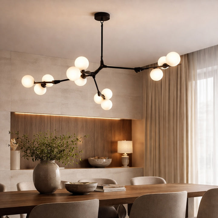 Modern Branch Arm Chandelier Light Hanging Metal Copper Frosted Glass 12/18/24 Bulb Options
