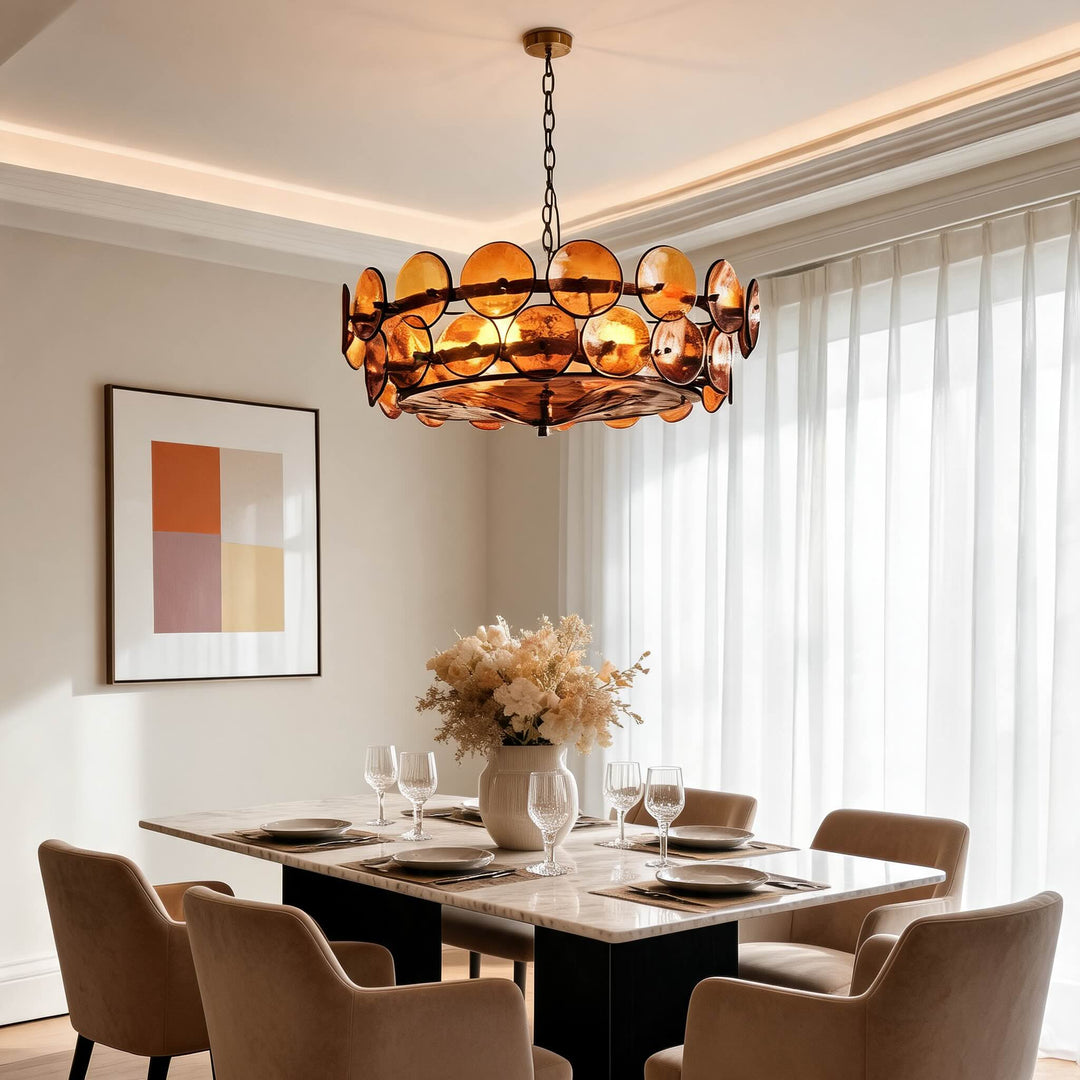 Colorful Modern Glass Pendant Light Adjustable Hanging Fixture for Kitchen Island Ambient Lighting