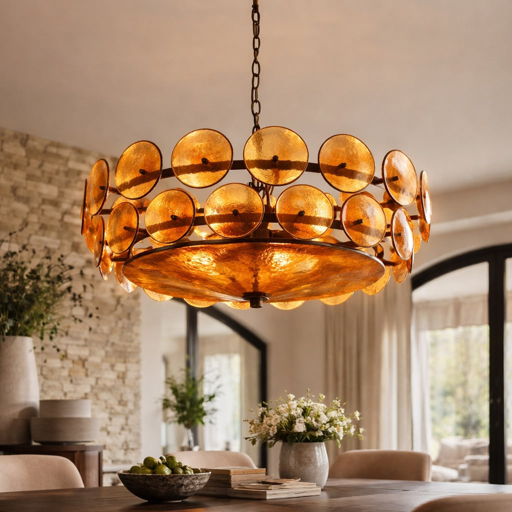 Colorful Modern Glass Pendant Light Adjustable Hanging Fixture for Kitchen Island Ambient Lighting