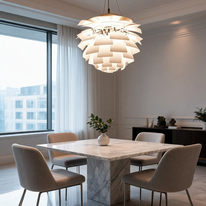 Modern Artichoke Pendant Lamp Adjustable Hanging Metal Structure E26 Socket Warm Lighting