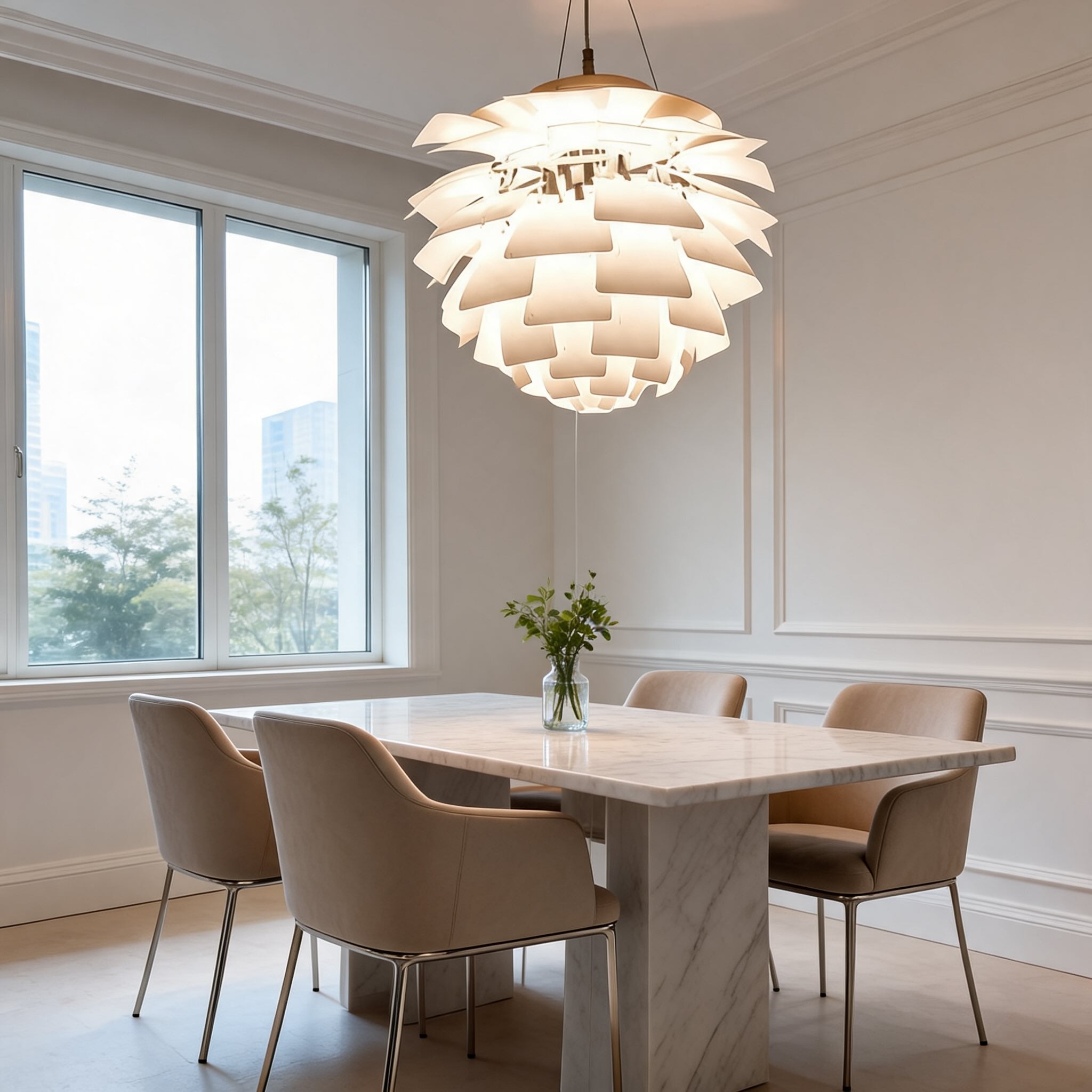 Modern Artichoke Pendant Lamp Adjustable Hanging Metal Structure E26 Socket Warm Lighting