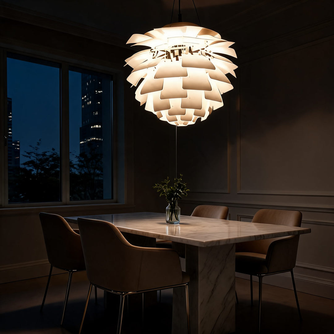 Modern Artichoke Pendant Lamp Adjustable Hanging Metal Structure E26 Socket Warm Lighting
