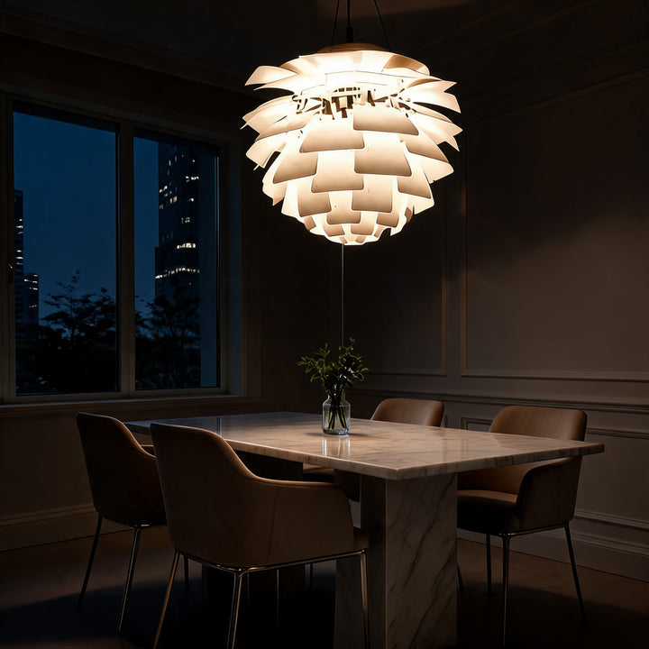 Modern Artichoke Pendant Lamp Adjustable Hanging Metal Structure E26 Socket Warm Lighting