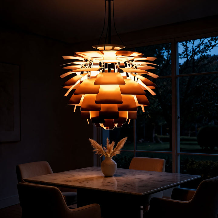 Modern Artichoke Pendant Lamp Adjustable Hanging Metal Structure E26 Socket Warm Lighting