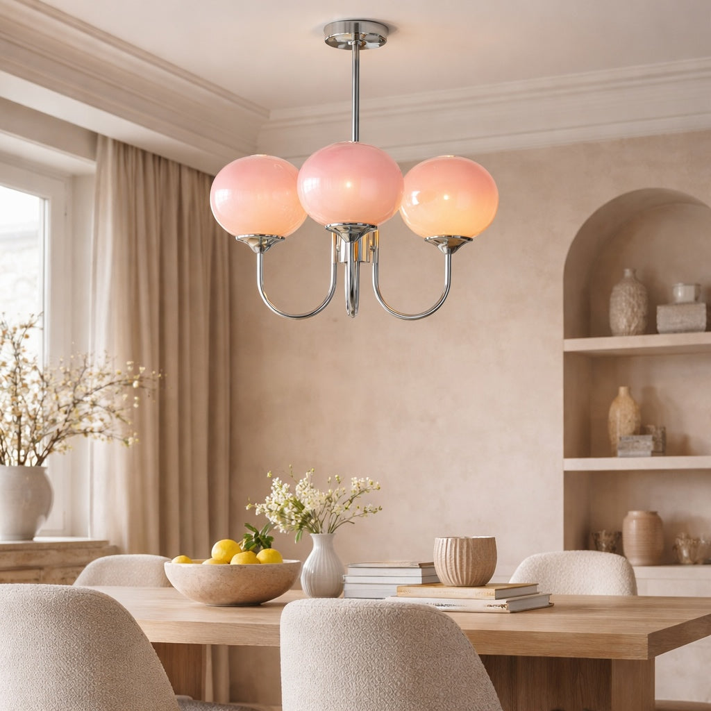 Modern Chandelier Ceiling Light Adjustable Suspension Iron Glass Shades LED Compatible