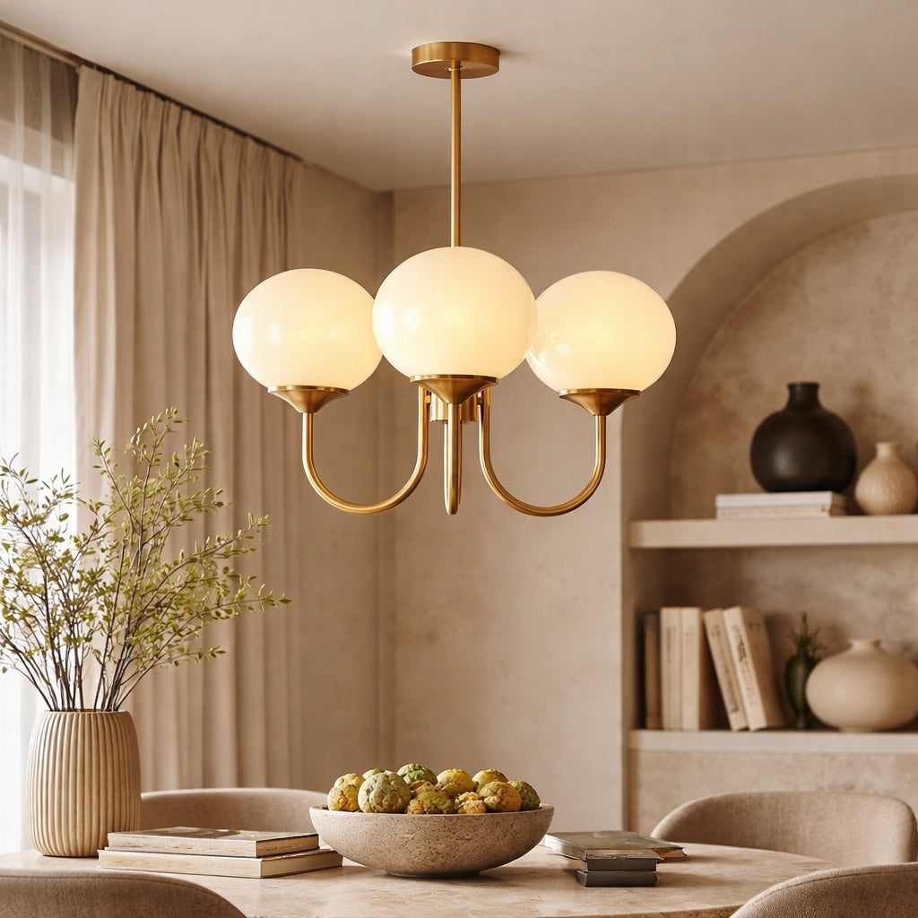 Modern Chandelier Ceiling Light Adjustable Suspension Iron Glass Shades LED Compatible