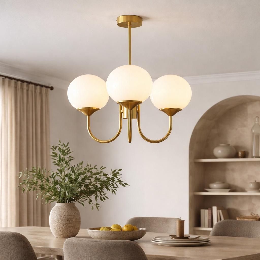 Modern Chandelier Ceiling Light Adjustable Suspension Iron Glass Shades LED Compatible