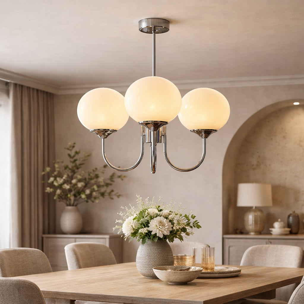 Modern Chandelier Ceiling Light Adjustable Suspension Iron Glass Shades LED Compatible