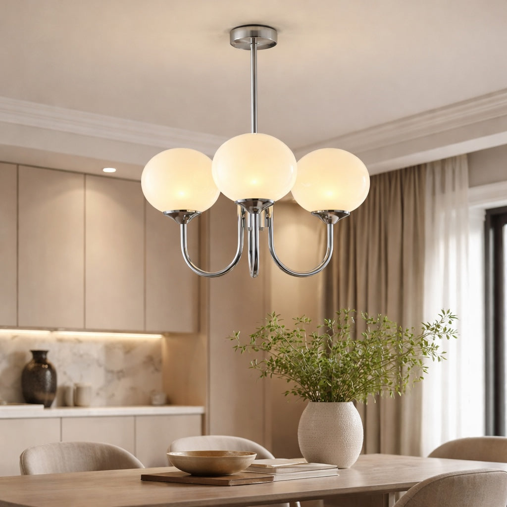 Modern Chandelier Ceiling Light Adjustable Suspension Iron Glass Shades LED Compatible