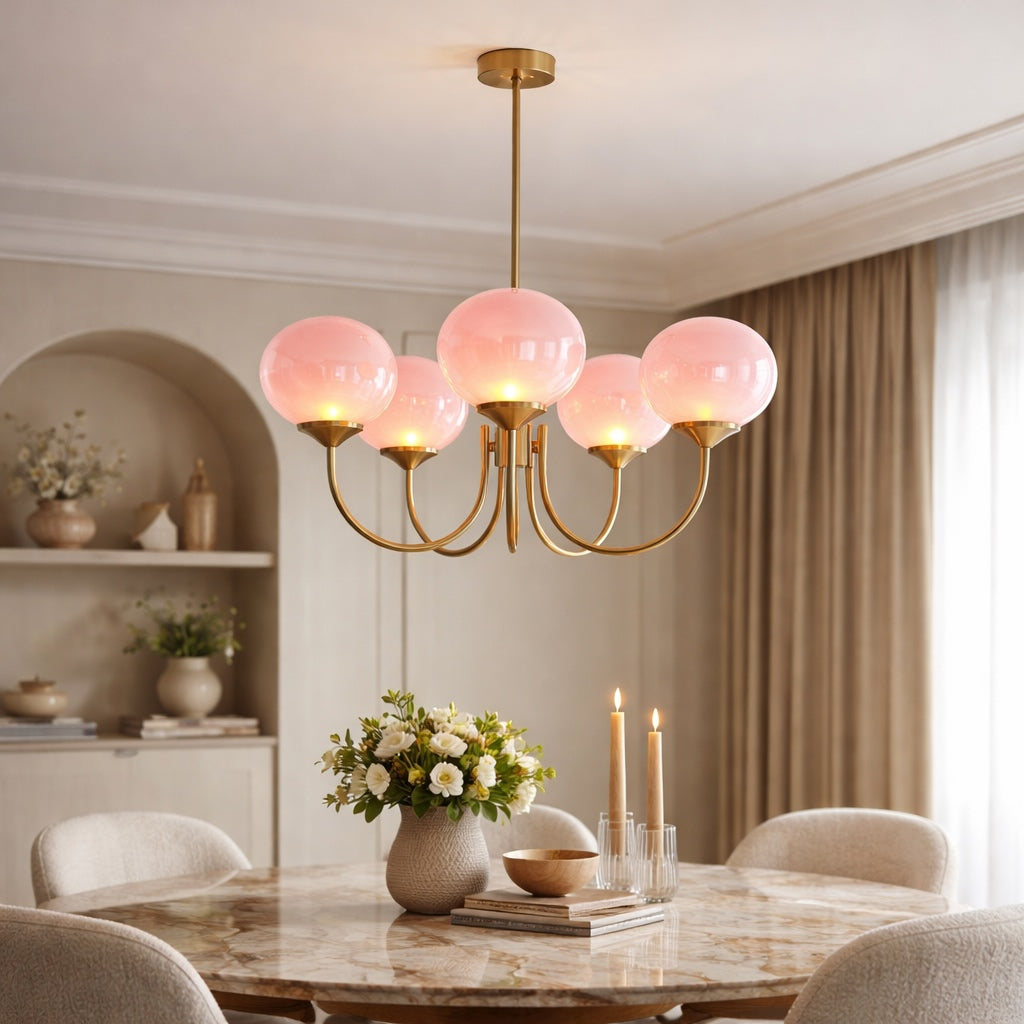 Modern Chandelier Ceiling Light Adjustable Suspension Iron Glass Shades LED Compatible