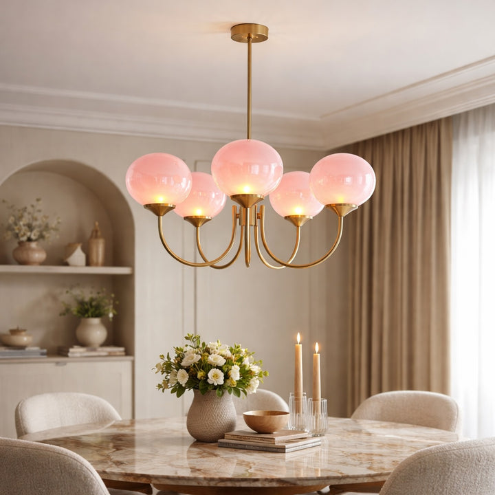 Modern Chandelier Ceiling Light Adjustable Suspension Iron Glass Shades LED Compatible