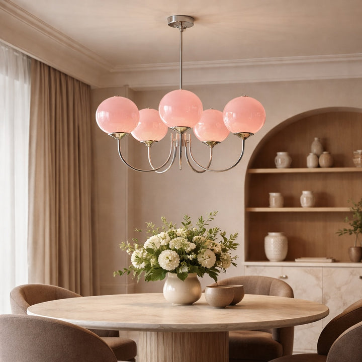 Modern Chandelier Ceiling Light Adjustable Suspension Iron Glass Shades LED Compatible