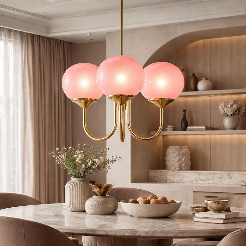 Modern Chandelier Ceiling Light Adjustable Suspension Iron Glass Shades LED Compatible
