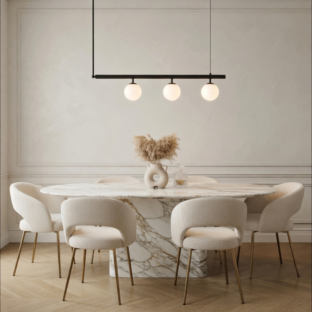 Modern Globe Chandelier Adjustable Hanging Metal and Glass LED Light for Dining Room