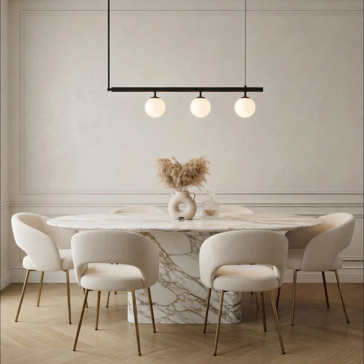 Modern Globe Chandelier Adjustable Hanging Metal and Glass LED Light for Dining Room