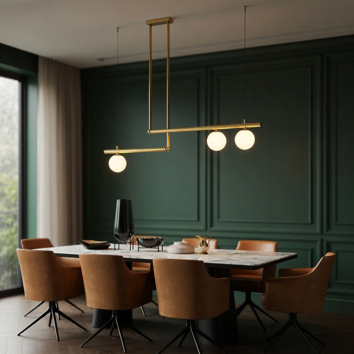 Modern Globe Chandelier Adjustable Hanging Metal and Glass LED Light for Dining Room