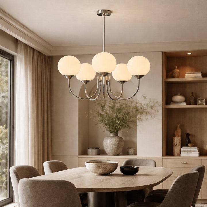 Modern Chandelier Ceiling Light Adjustable Suspension Iron Glass Shades LED Compatible