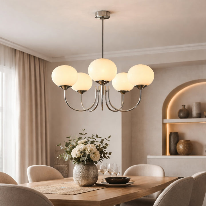 Modern Chandelier Ceiling Light Adjustable Suspension Iron Glass Shades LED Compatible