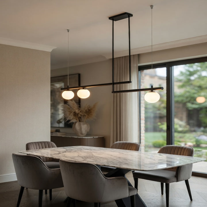 Modern Globe Chandelier Adjustable Hanging Metal and Glass LED Light for Dining Room