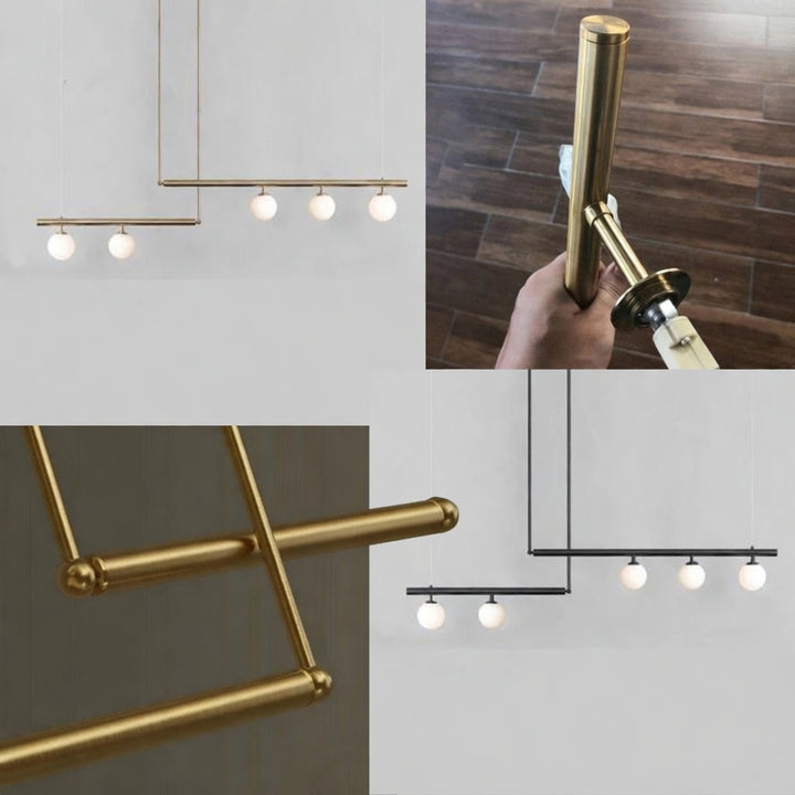 Modern Globe Chandelier Adjustable Hanging Metal and Glass LED Light for Dining Room