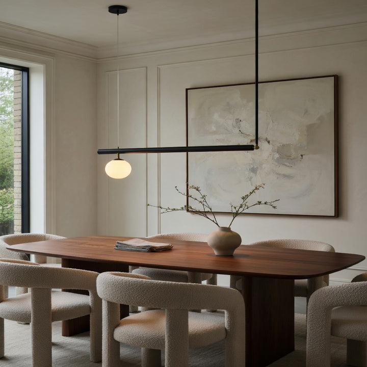 Modern Globe Chandelier Adjustable Hanging Metal and Glass LED Light for Dining Room