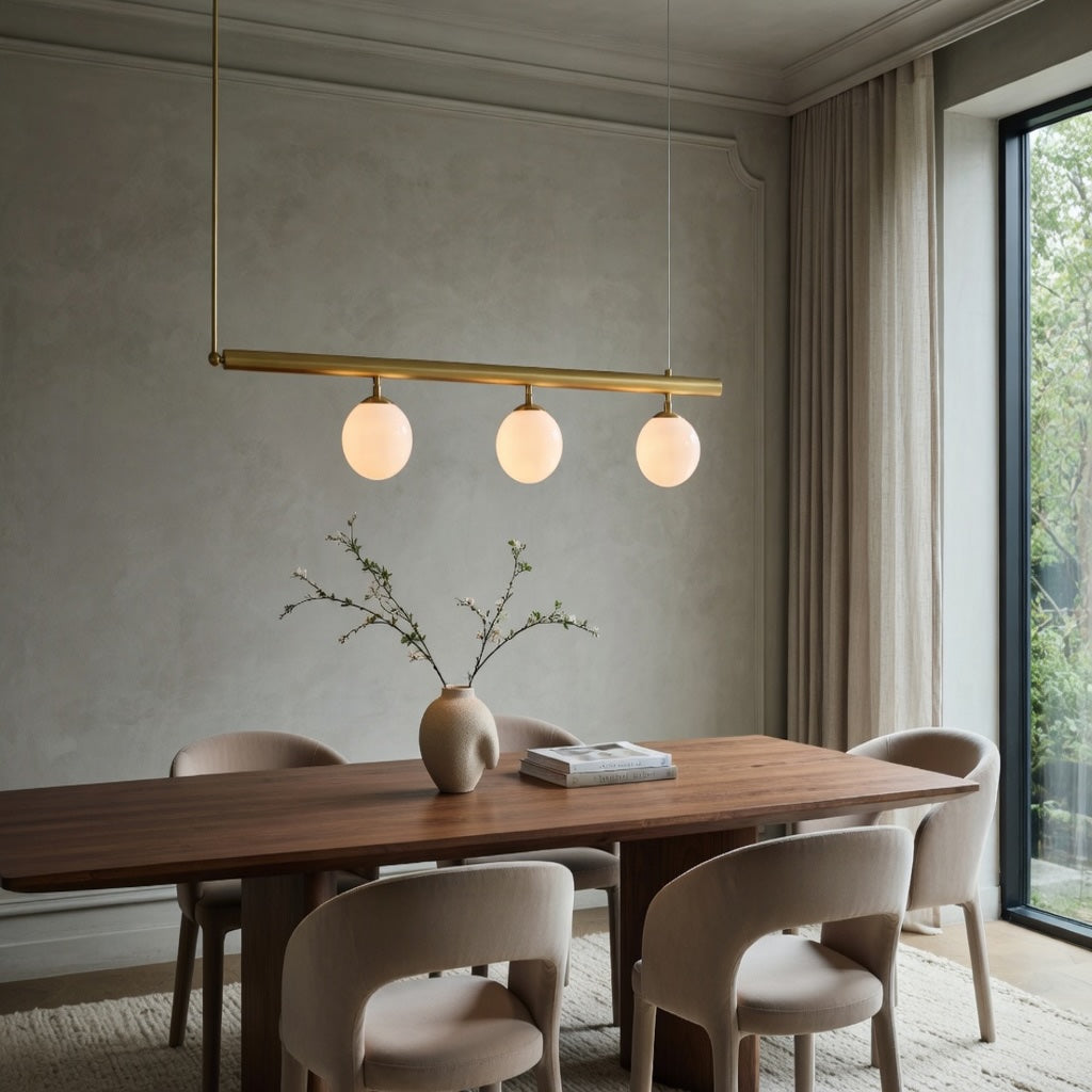 Modern Globe Chandelier Adjustable Hanging Metal and Glass LED Light for Dining Room