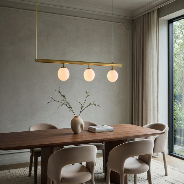 Modern Globe Chandelier Adjustable Hanging Metal and Glass LED Light for Dining Room