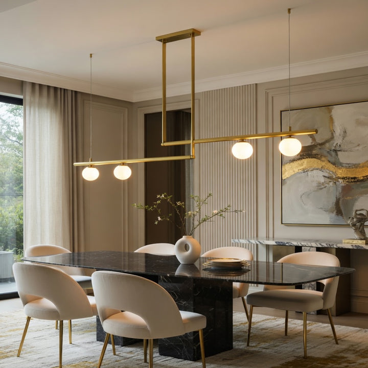 Modern Globe Chandelier Adjustable Hanging Metal and Glass LED Light for Dining Room