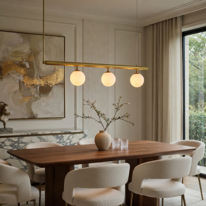 Modern Globe Chandelier Adjustable Hanging Metal and Glass LED Light for Dining Room