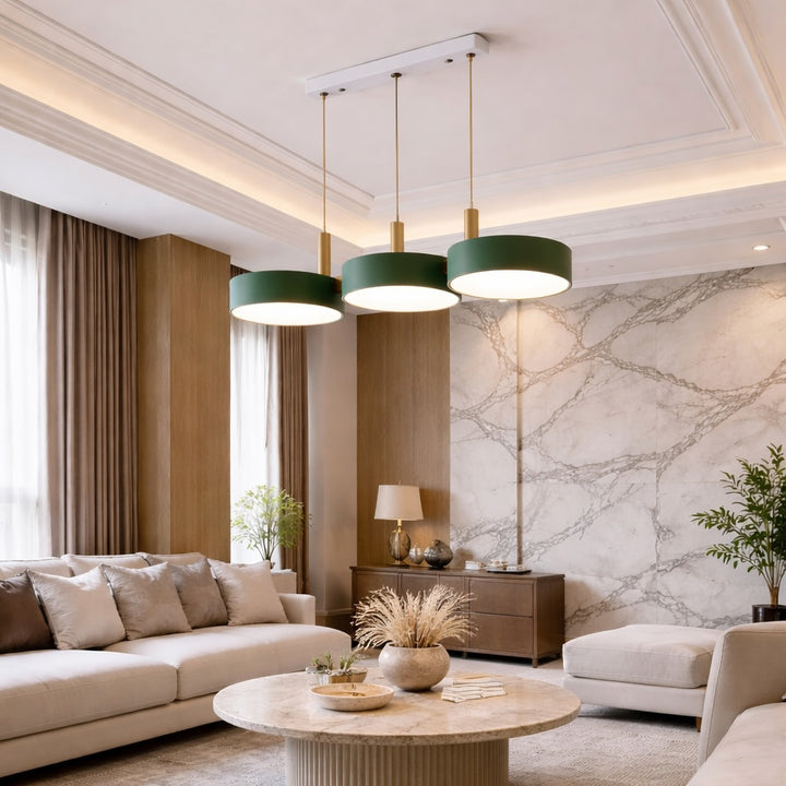 Nordic Modern Pendant Light Fixture Adjustable Hanging LED 3-4 Heads Wooden Design for Kitchen Island