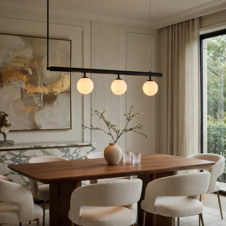Modern Globe Chandelier Adjustable Hanging Metal and Glass LED Light for Dining Room