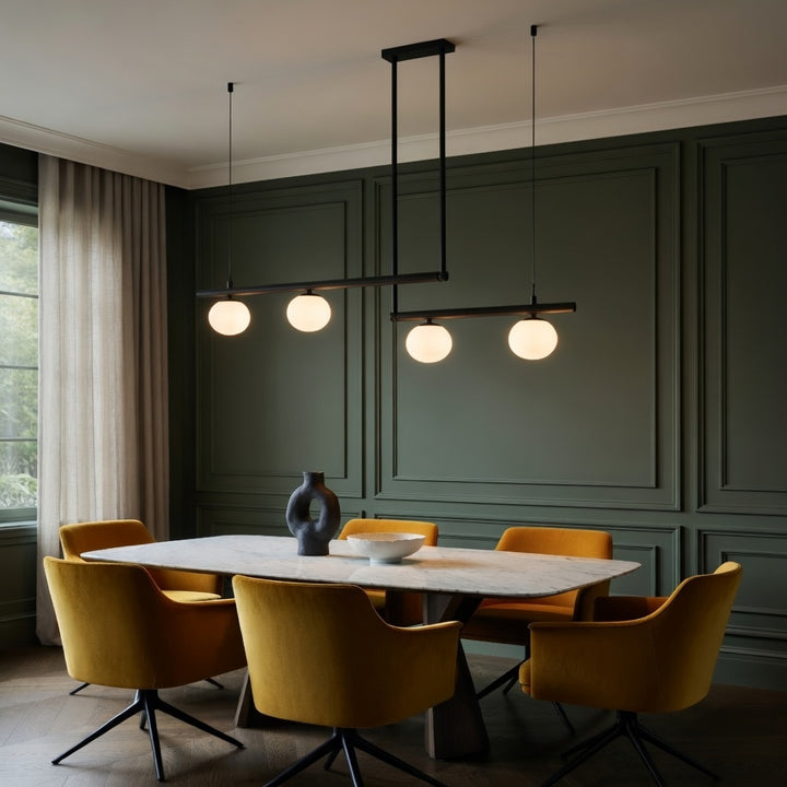 Modern Globe Chandelier Adjustable Hanging Metal and Glass LED Light for Dining Room