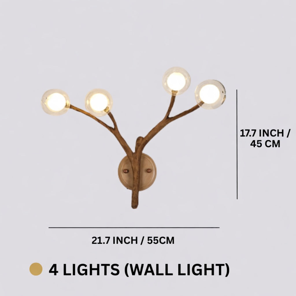 Modern Rustic Chandelier Light Hanging Fixture Wood Resin Adjustable LED Bulbs