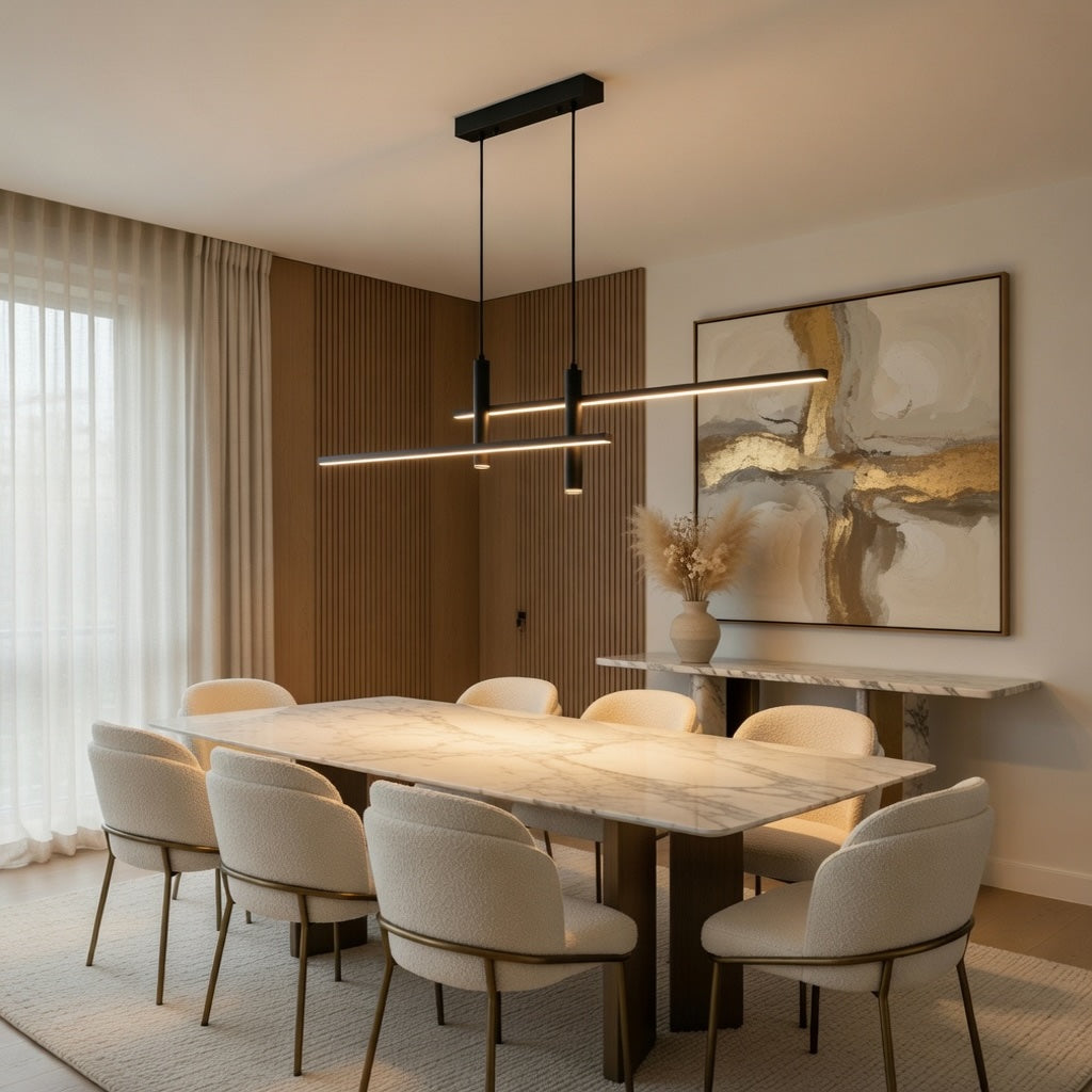 Modern Black Chandelier Light Adjustable Aluminum LED Pendant for Dining Room