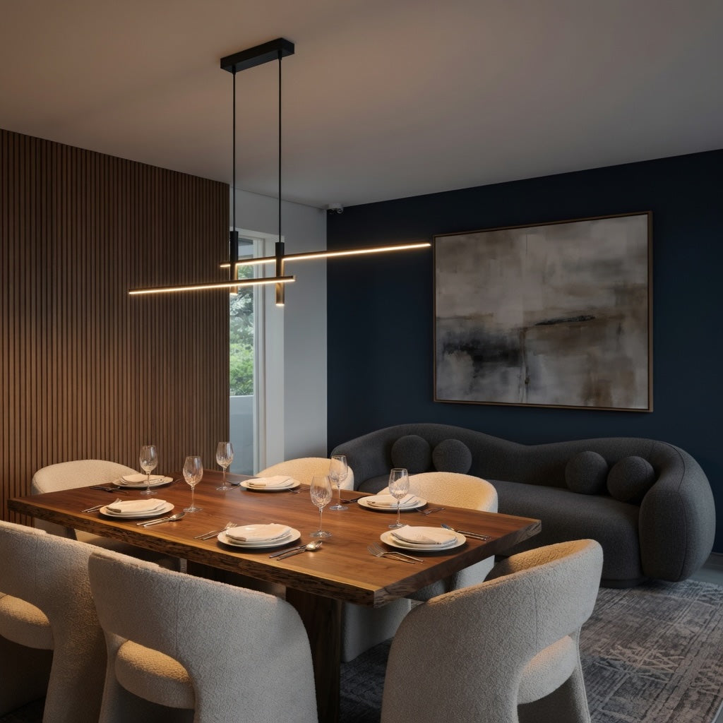 Modern Black Chandelier Light Adjustable Aluminum LED Pendant for Dining Room
