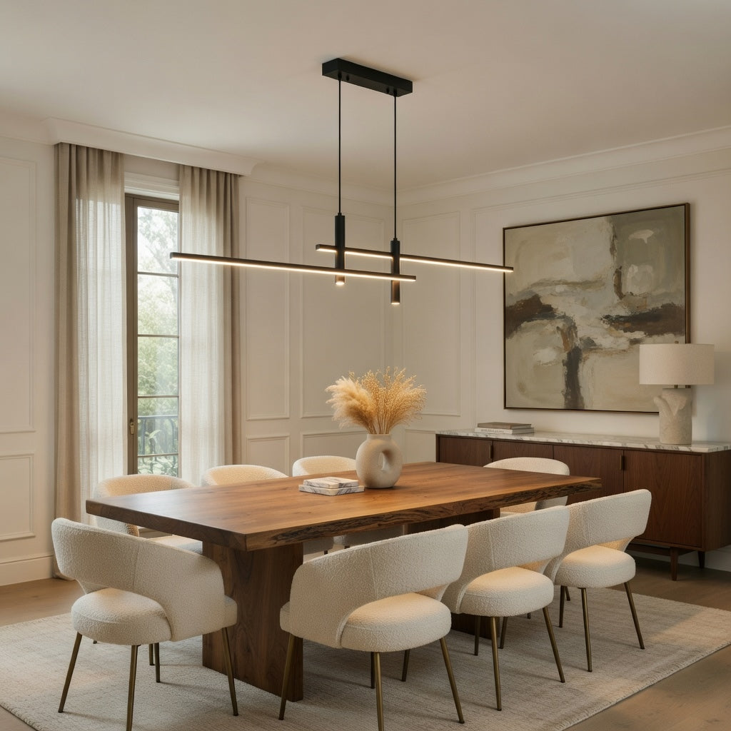 Modern Black Chandelier Light Adjustable Aluminum LED Pendant for Dining Room