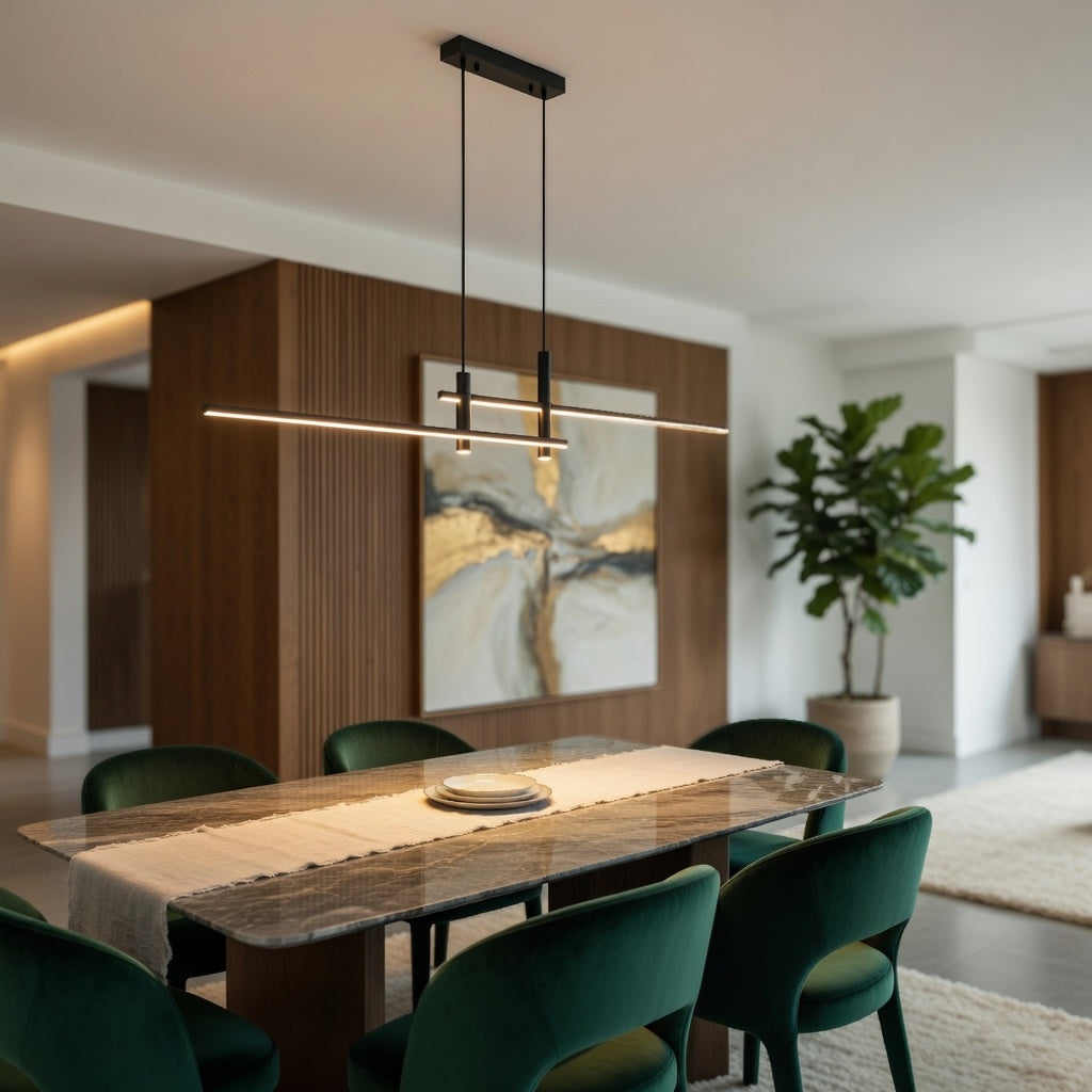 Modern Black Chandelier Light Adjustable Aluminum LED Pendant for Dining Room