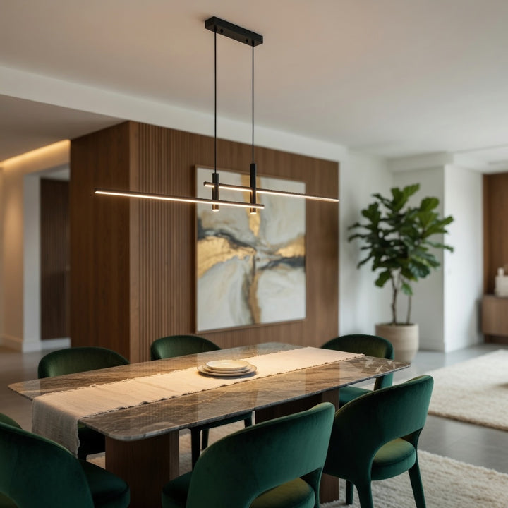 Modern Black Chandelier Light Adjustable Aluminum LED Pendant for Dining Room