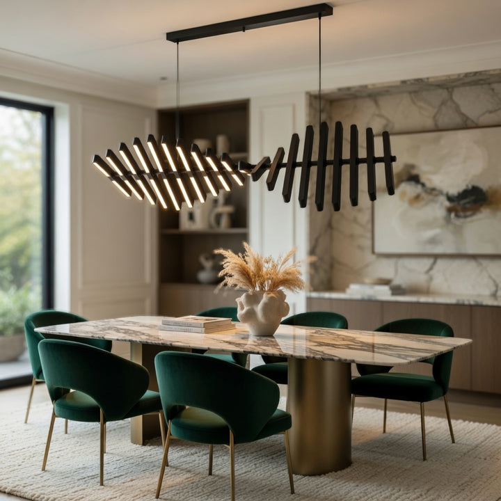 Modern Chandelier Light LED Dimmable Pendant Fixture Metal and Acrylic Human DNA Design