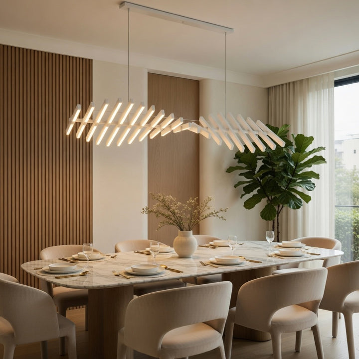 Modern Chandelier Light LED Dimmable Pendant Fixture Metal and Acrylic Human DNA Design